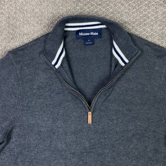 Mizzen + Main Quarter Zip Sweater Men's Small Gray 1/4 Zip Pullover and - Picture 5 of 13